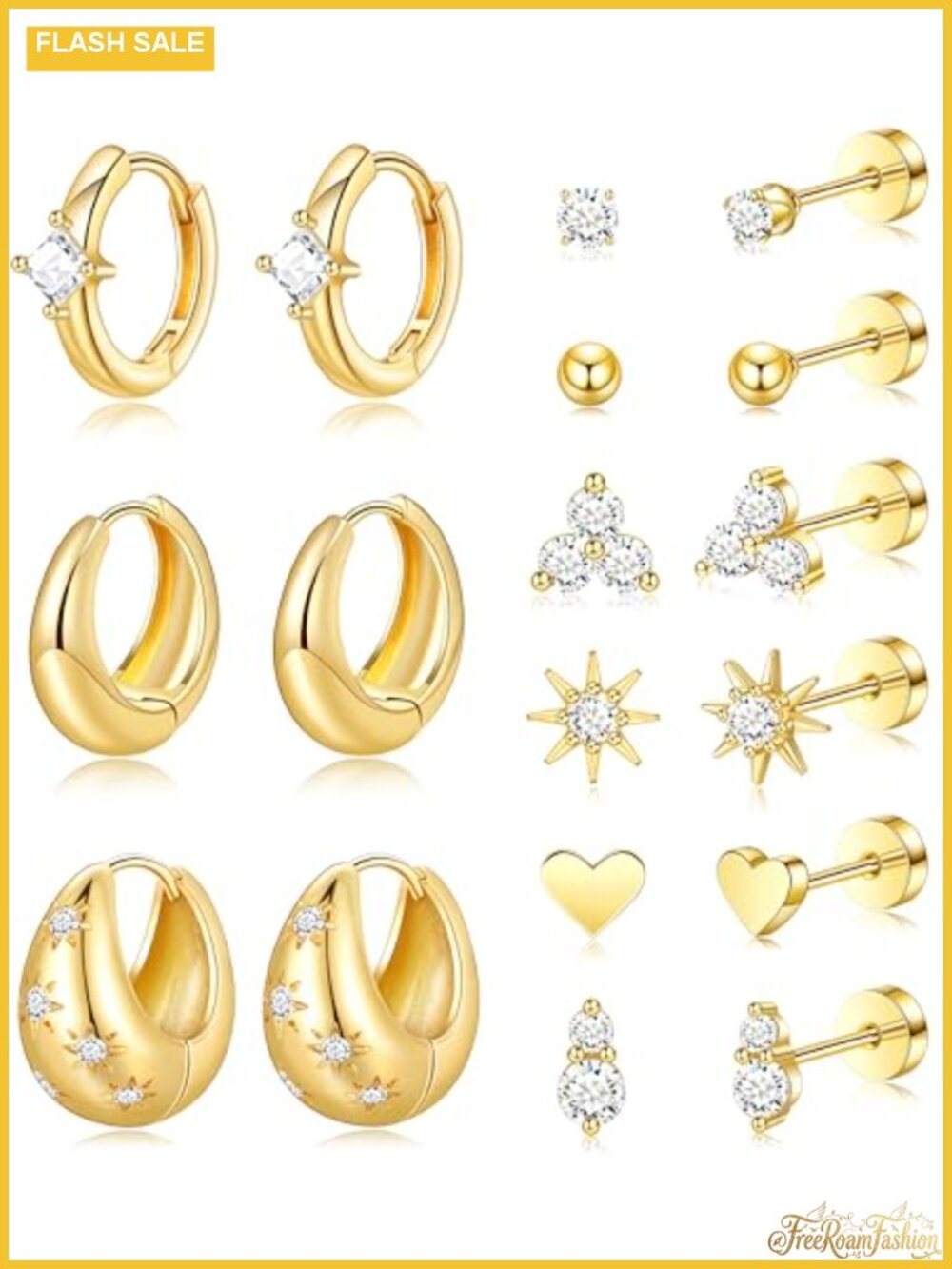 Flat Back Stud Earrings for Women Hypoallergenic Surgical Stainless Steel